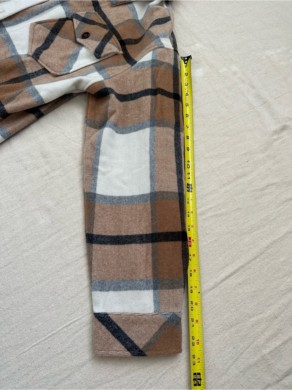 Woolx Sawyer Merino Wool Plaid Shacket XL Brown Beige Oversized Shirt Jacket - Picture 5 of 12